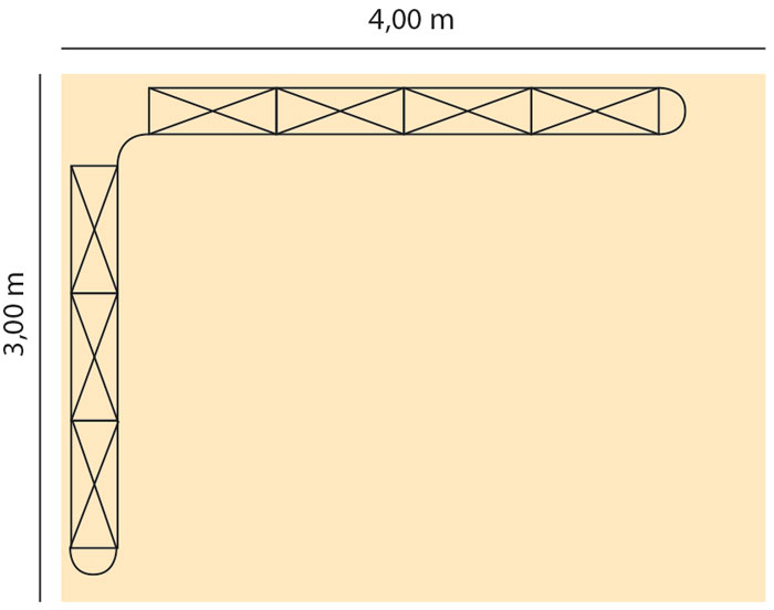 plan d'un stand parapluie en L